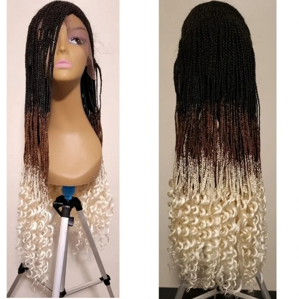 French Braid Fashion Lace Front Wig - Ombre